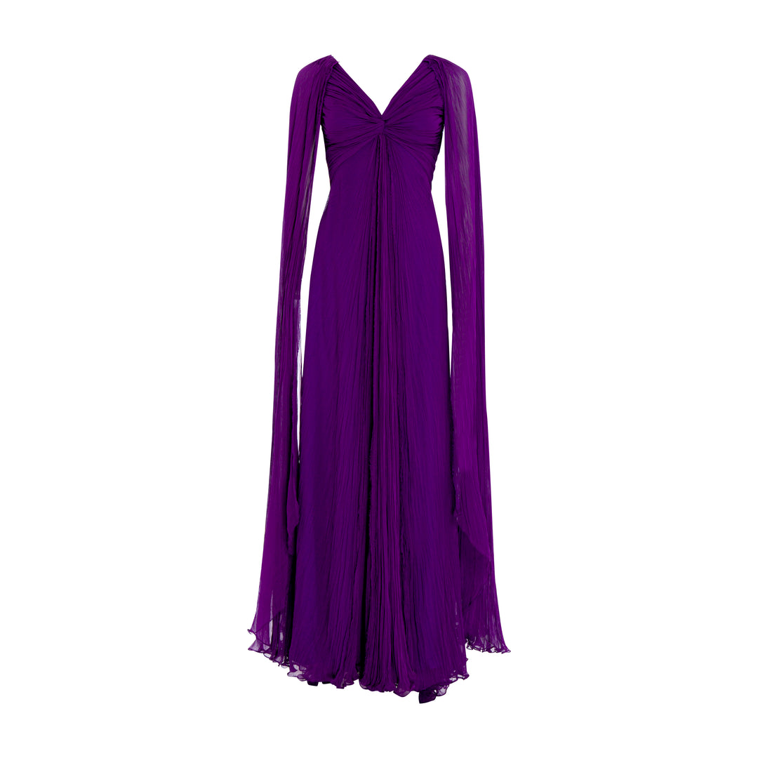 Hand pleated long sleeves Silk Georgette gown Black / 44 / Silk Georgette Hand pleated long sleeves Silk Georgette gown Black / 44 / Silk Georgette