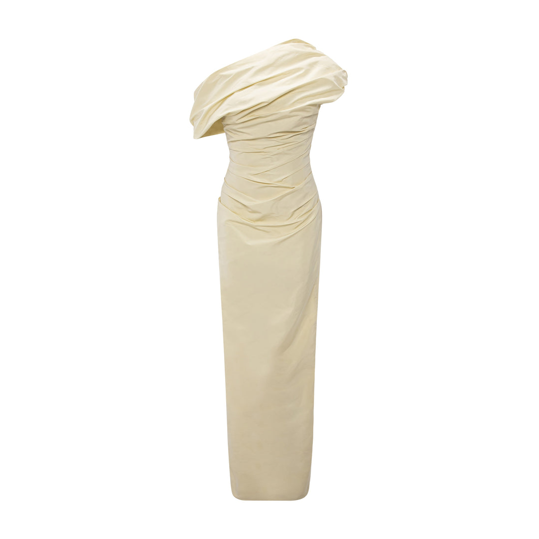 Asymmetrical Draped Taffeta Dress