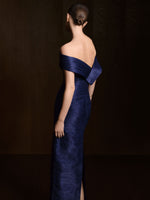 Load image into Gallery viewer, Off-Shoulder Pleated Silk Dress