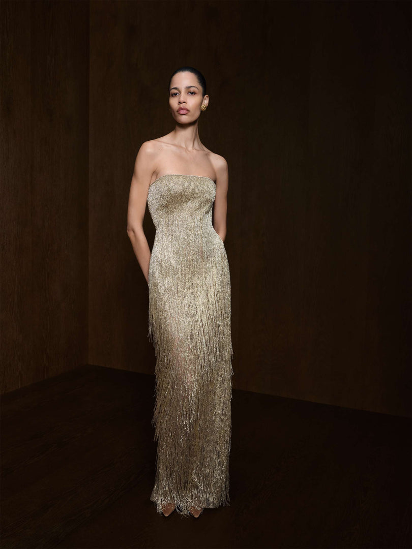 Strapless Embroidered Dress