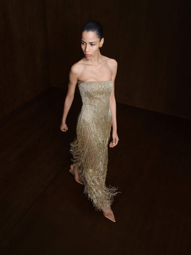 Strapless Embroidered Dress
