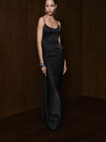 Load image into Gallery viewer, Satin Dress With Train Detailed