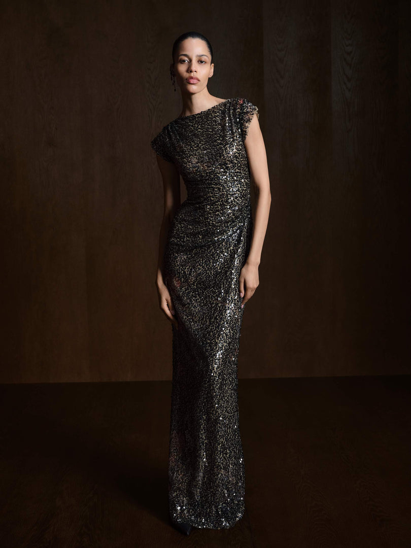 High Neck Sequins Dress