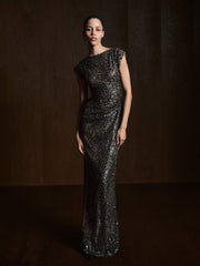 High Neck Sequins Dress