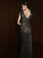 Load image into Gallery viewer, High Neck Sequins Dress