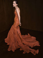 Load image into Gallery viewer, One-Shoulder Fish Cut Pleated Taffeta Dress