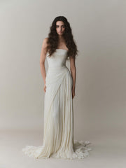 Strapless Chiffon Georgette Pleated Dress