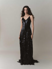 A-line Sequins Dress With Chiffon Details