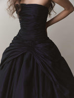 Load image into Gallery viewer, Strapless Draped Taffeta Dress With Wire Outline