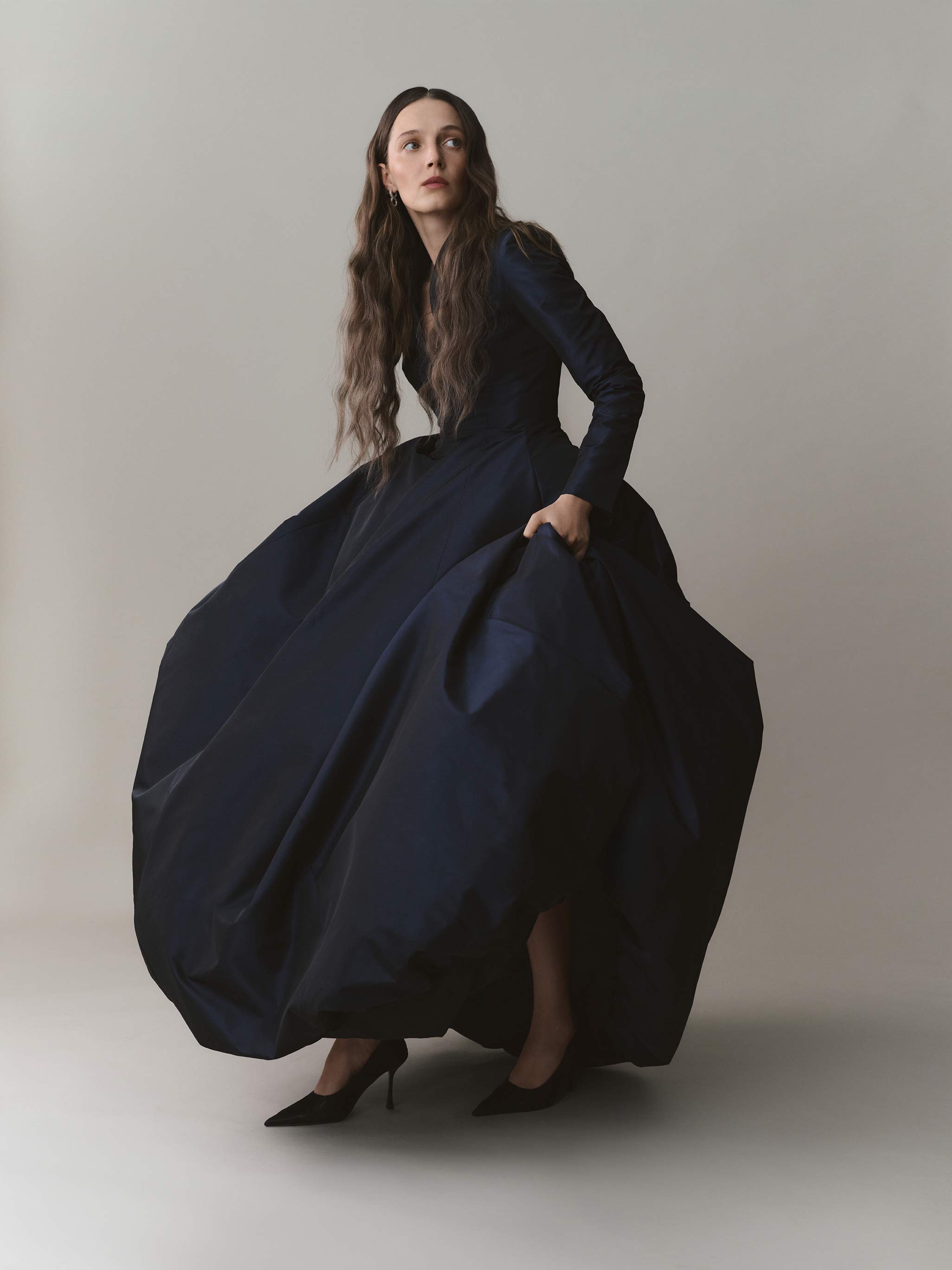 marmar halim off the shoulder dresses OFF-SHOULDER DRAPED SILKY CHIFFON GOWN WITH SIDE TAIL – MARMAR HALIM  FASHION DESIGN LLC