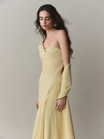 Load image into Gallery viewer, One Shoulder Crepe Dress With Wiring Outline