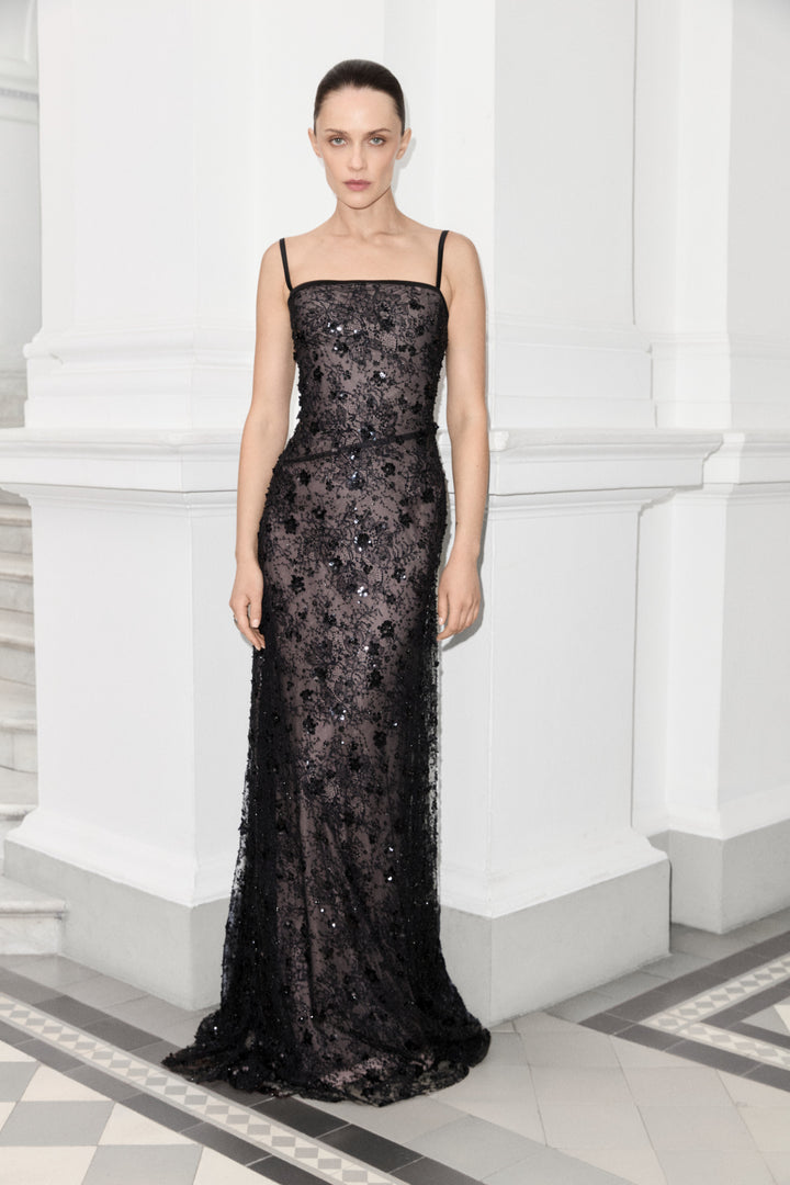 Straight Cut Embroidered Lace Dress