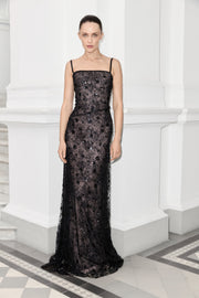 Straight Cut Embroidered Lace Dress