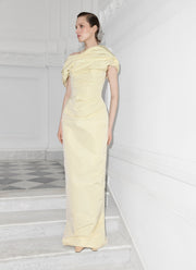 Asymmetrical Draped Taffeta Dress