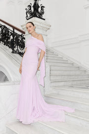 Asymmetrical Draped Chiffon Dress