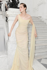 Asymmetrical Draped Chiffon Dress