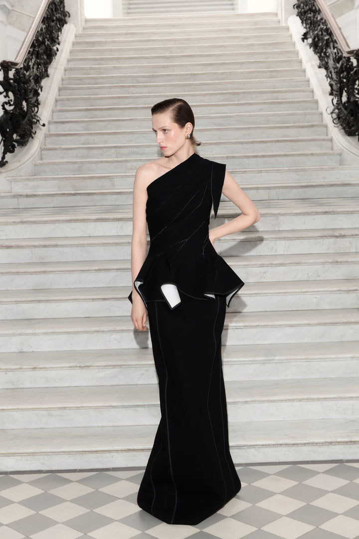 One Shoulder Crepe Dress