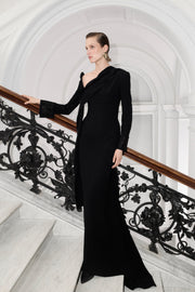 Straight Cut Crepe Dress With Embroidery