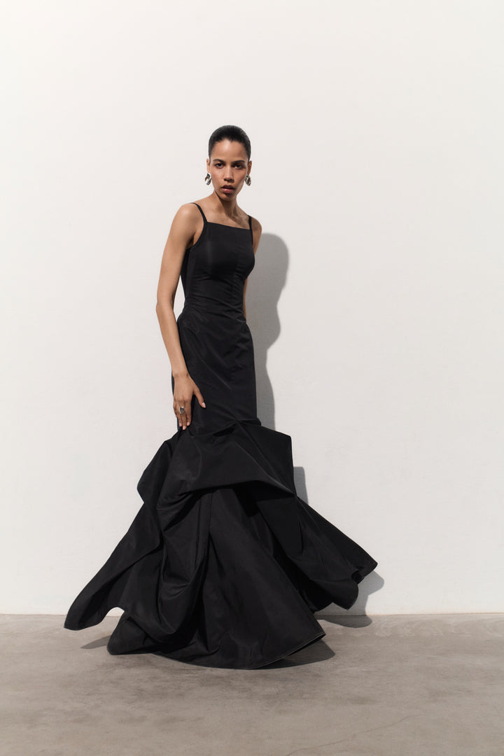Fish-Cut Taffeta Dress