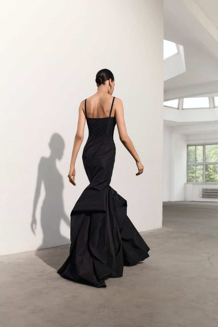 Fish-Cut Taffeta Dress