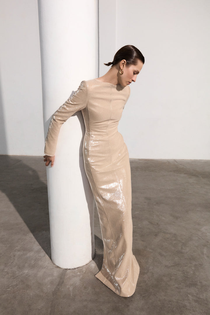 High Neck Sequins Dress