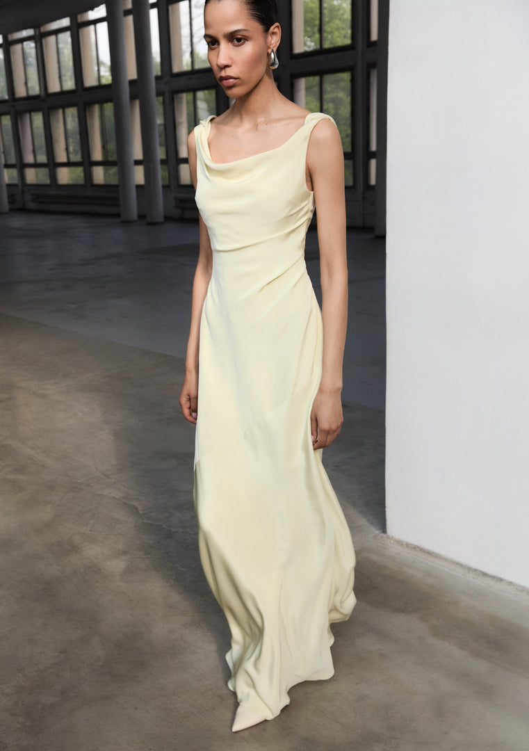 Silk Crepe Draped Dress