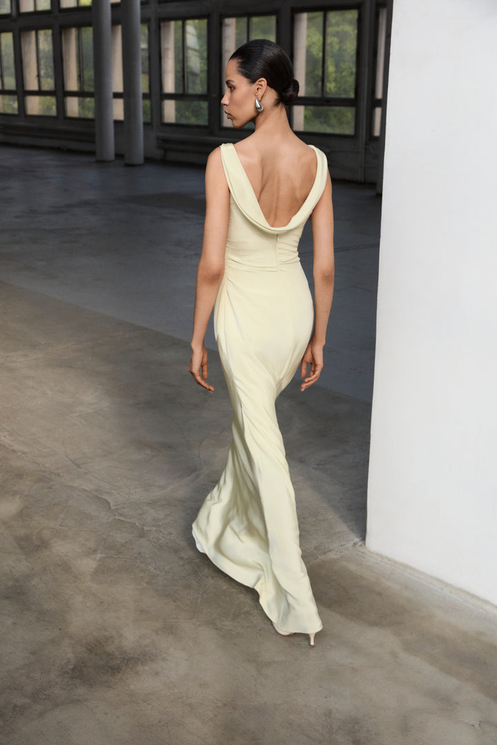 Silk Crepe Draped Dress