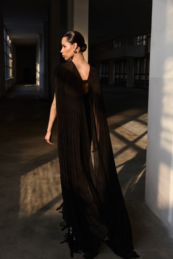 Pleated Chiffon Cape