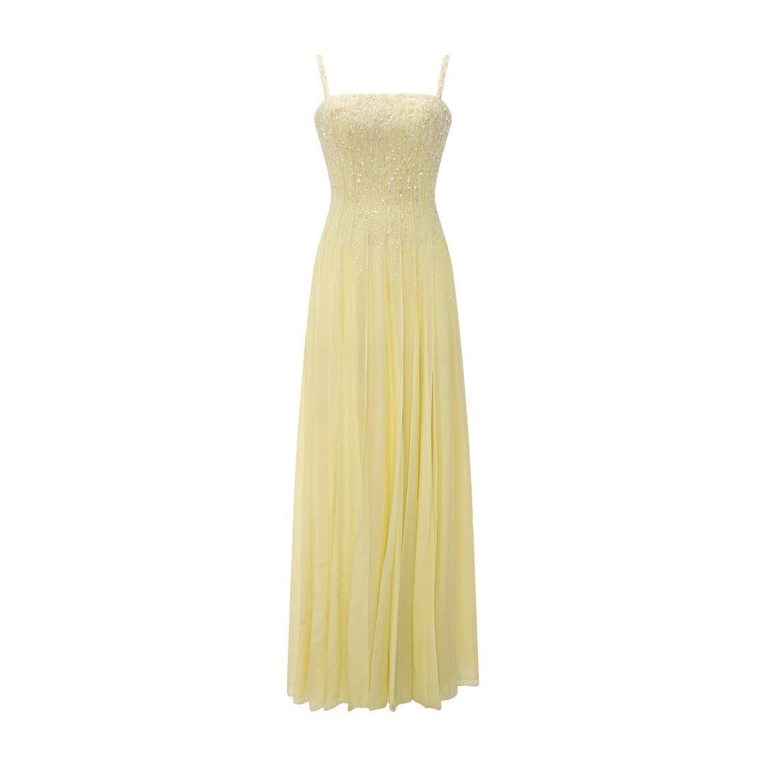 A-Line Silk Chiffon Dress With Embroidery