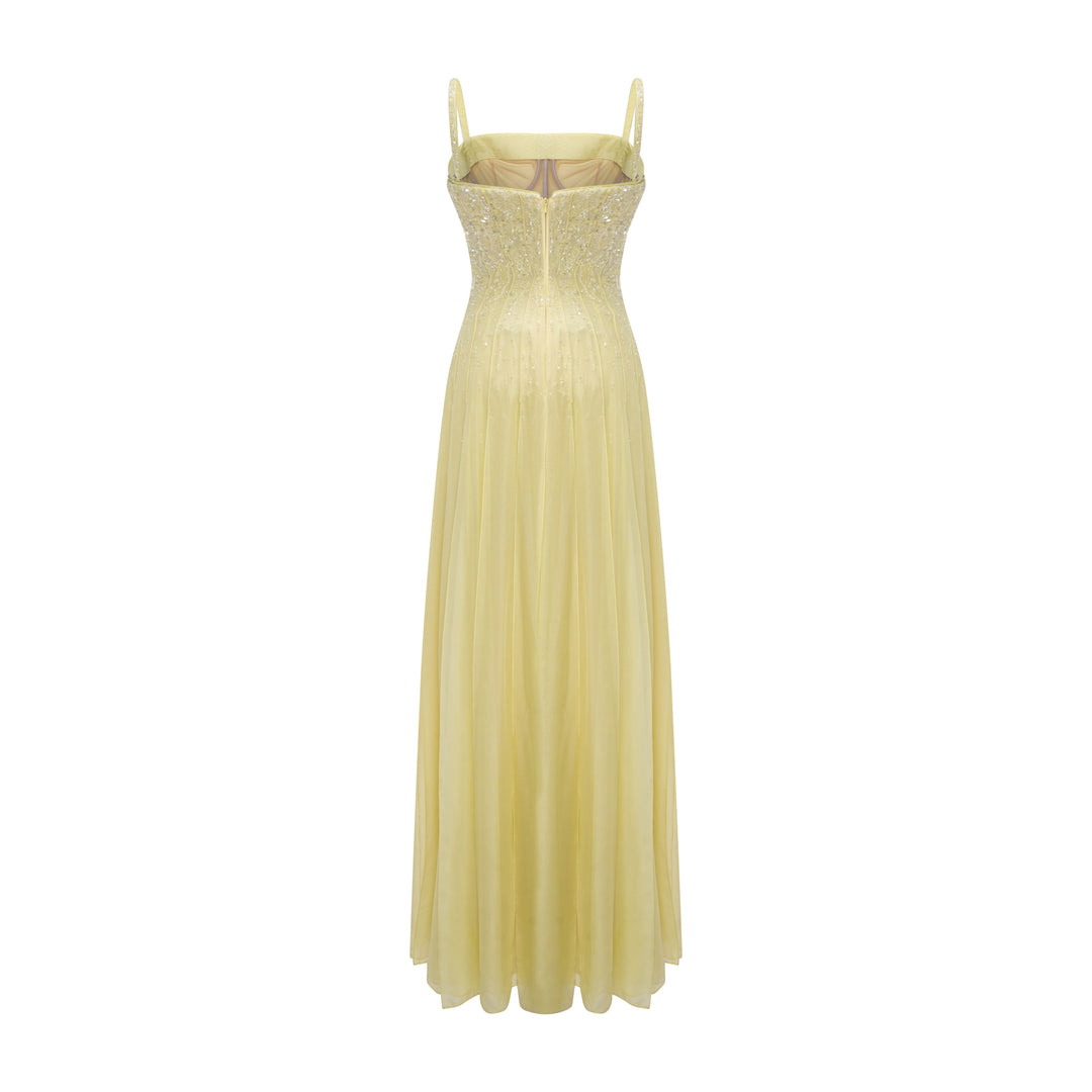 A-Line Silk Chiffon Dress With Embroidery