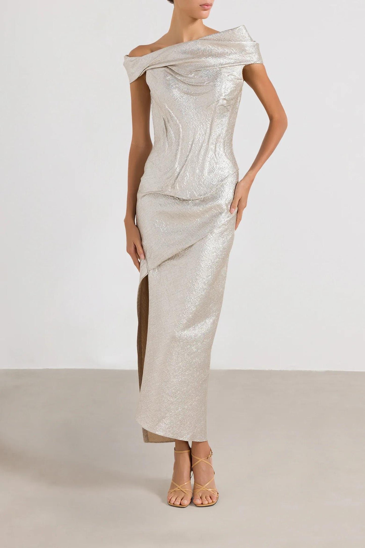 Metallic Midi Couture Dress