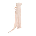 Load image into Gallery viewer, Hand pleated draped chiffon gown with cape and slit
