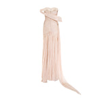 Load image into Gallery viewer, Hand pleated draped chiffon gown with cape and slit
