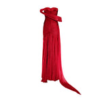 Load image into Gallery viewer, Hand pleated draped chiffon gown with cape and slit
