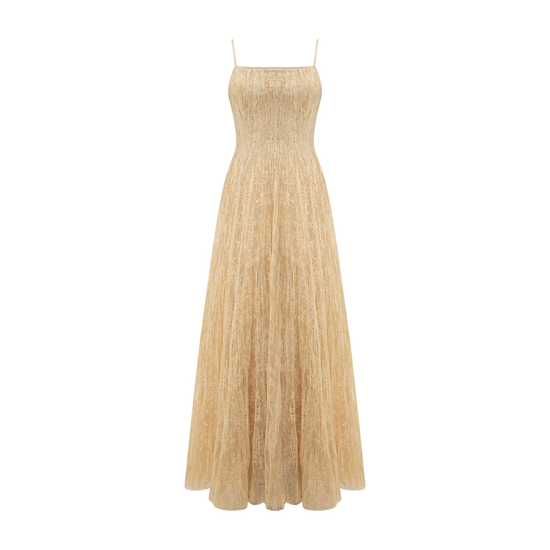A-line Pleated Lace Dress