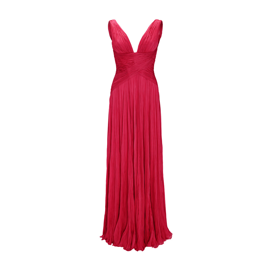 Lettuce Hem Pleated Silk Gown