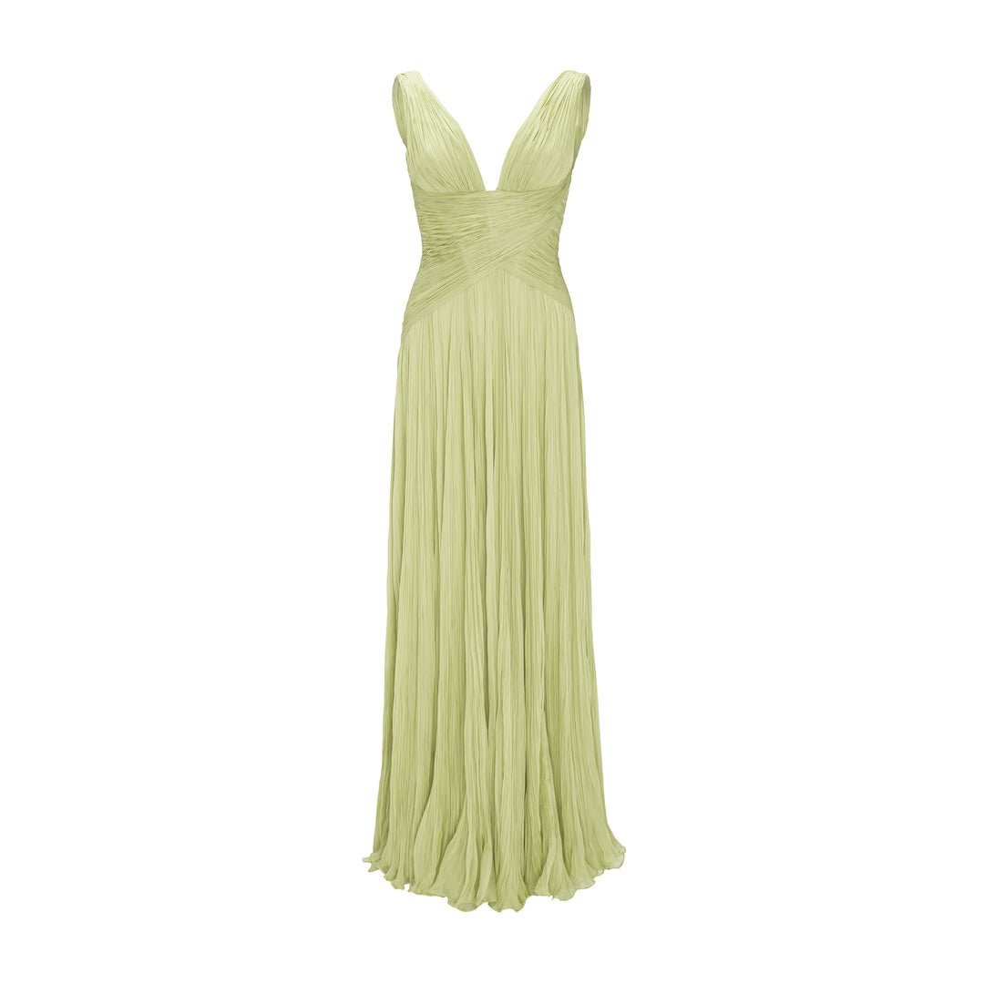 Lettuce Hem Pleated Silk Gown