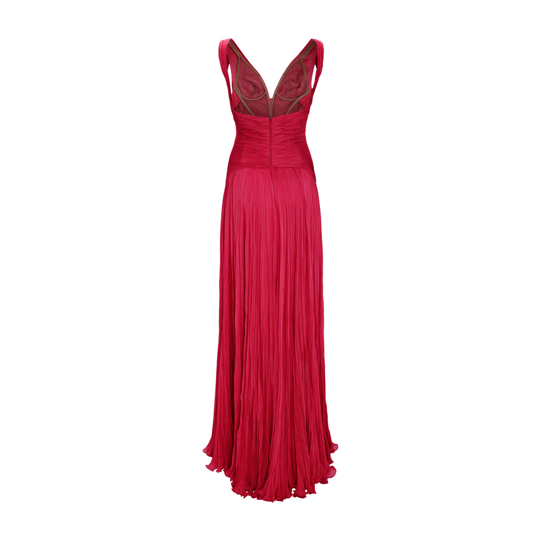 Lettuce Hem Pleated Silk Gown