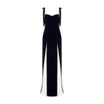 Load image into Gallery viewer, Sweetheart neckline Crepe gown with cutout slit and  hand-pleated Crepe underlay
