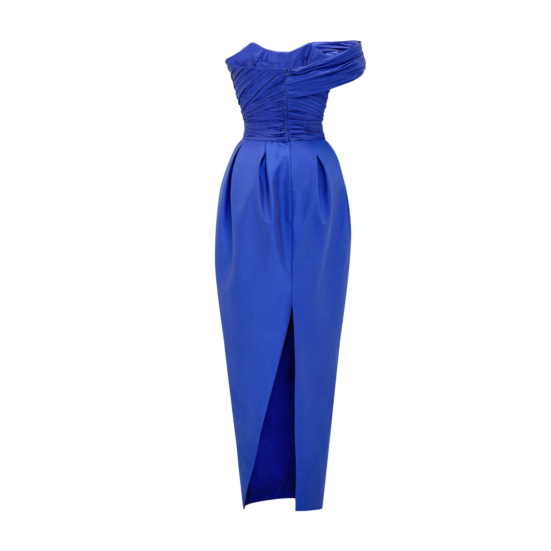 Column Pleated Taffeta Gown