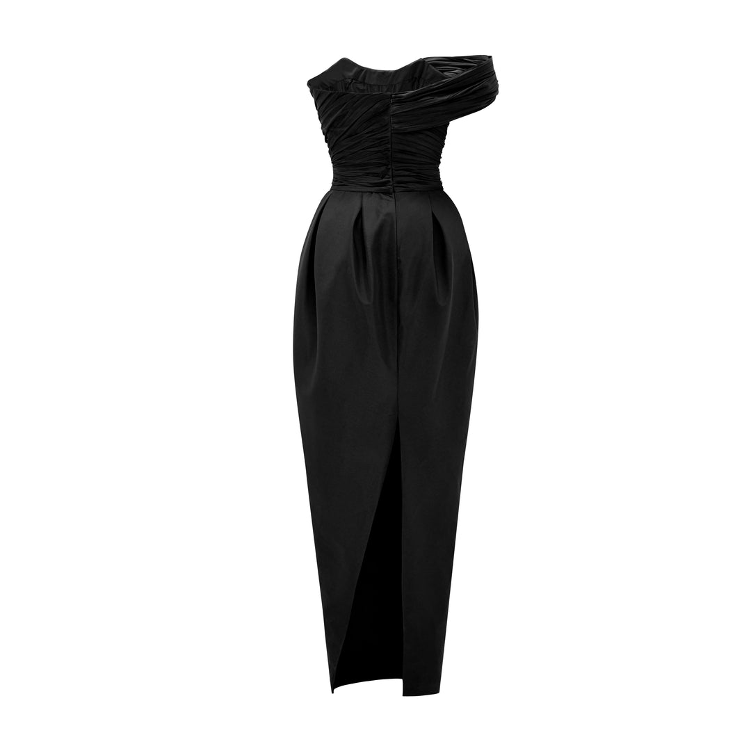 Column Pleated Taffeta Gown