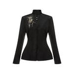 Load image into Gallery viewer, Satin Duchess Jacket With Embroidered Brooch