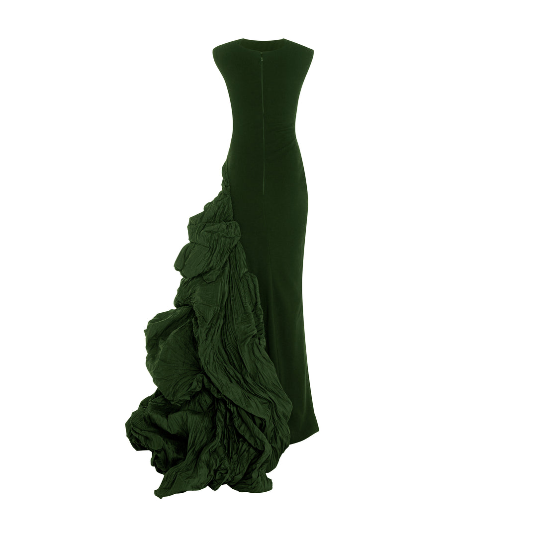 Black Crepe Dress with hand crushed Taffeta puff MARMAR HALIM FASHION DESIGN LLC Black Crepe Dress with hand crushed Taffeta puff MARMAR HALIM FASHION DESIGN LLC