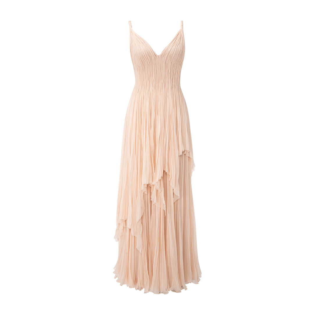 A-Line Pleated Chiffon Dress With Layers