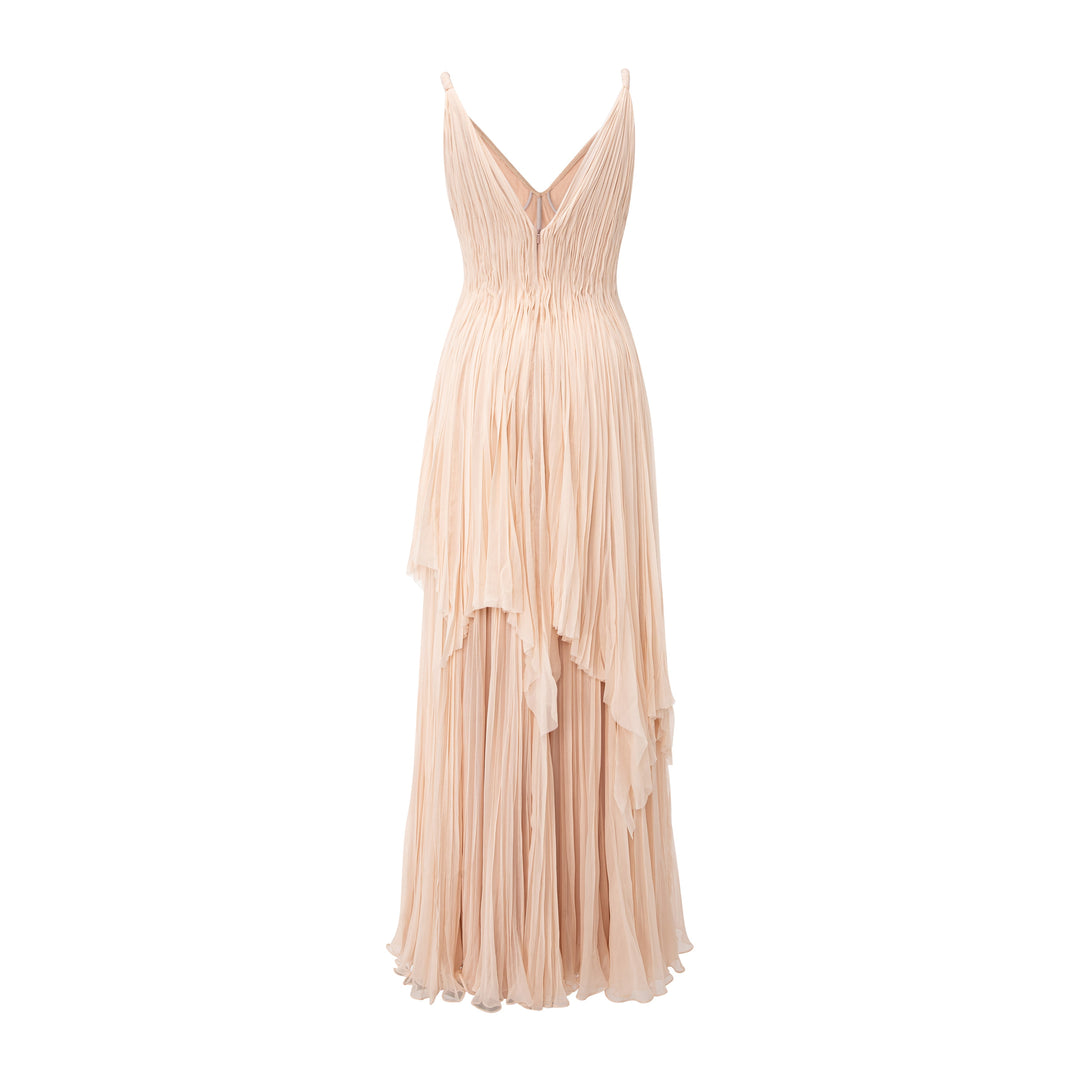A-Line Pleated Chiffon Dress With Layers