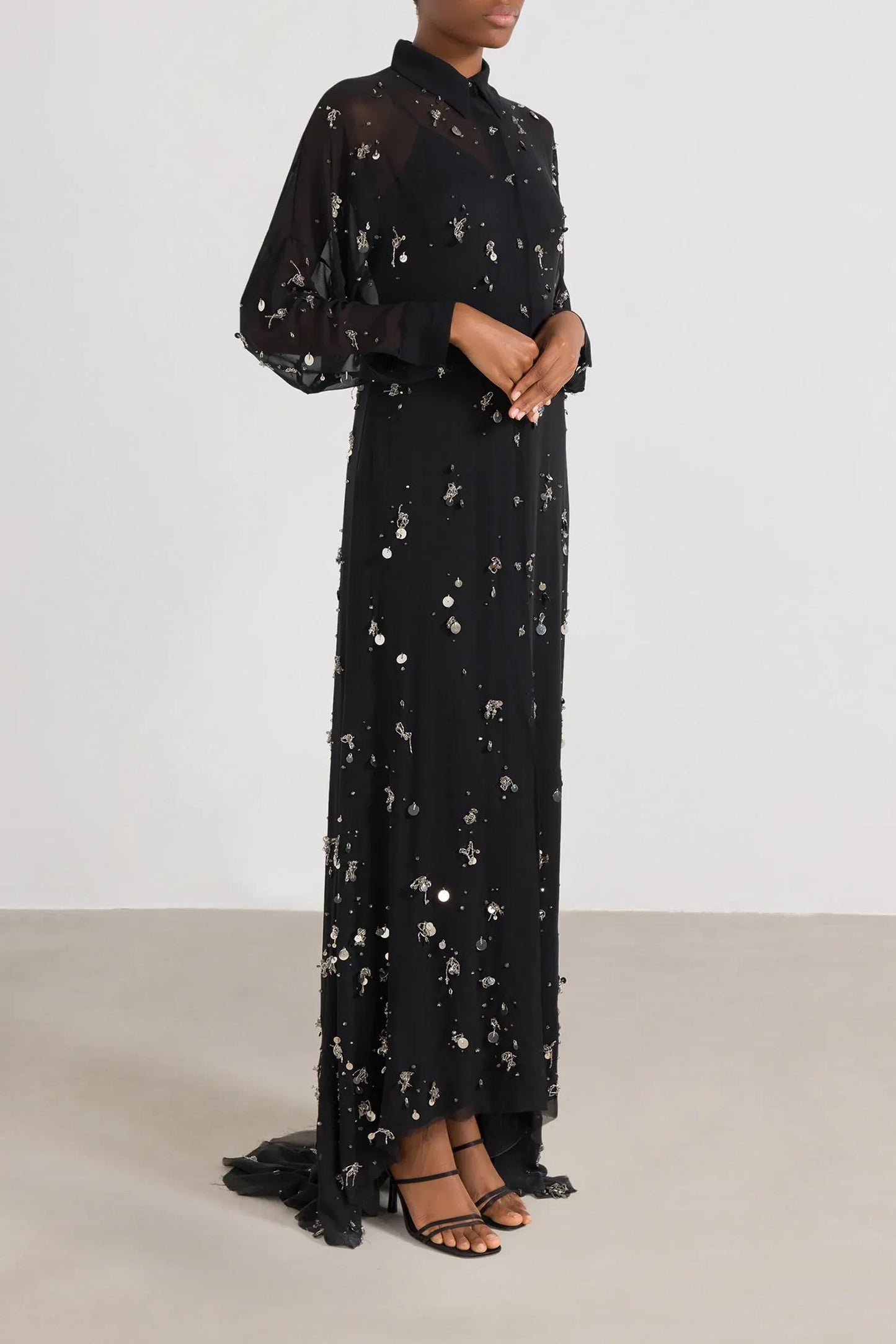 Embroidered Chiffon Long Couture Dress