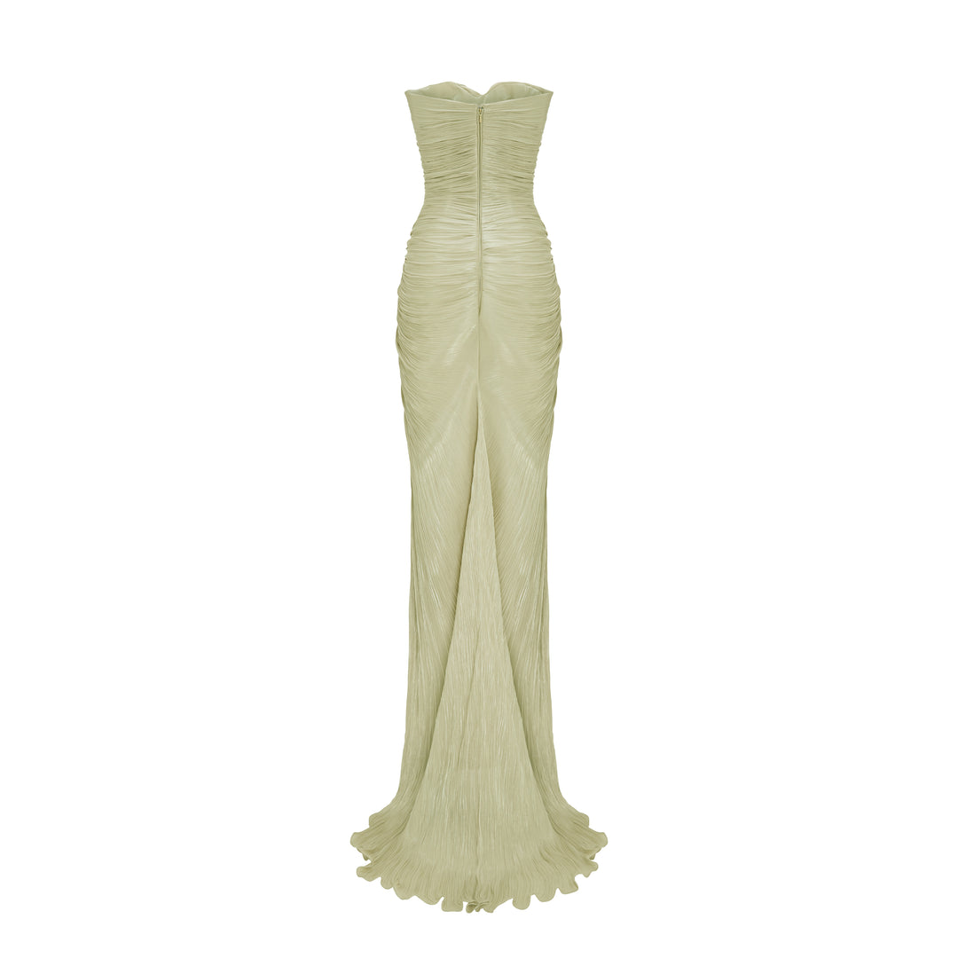 Pleated Silk Capelet Gown