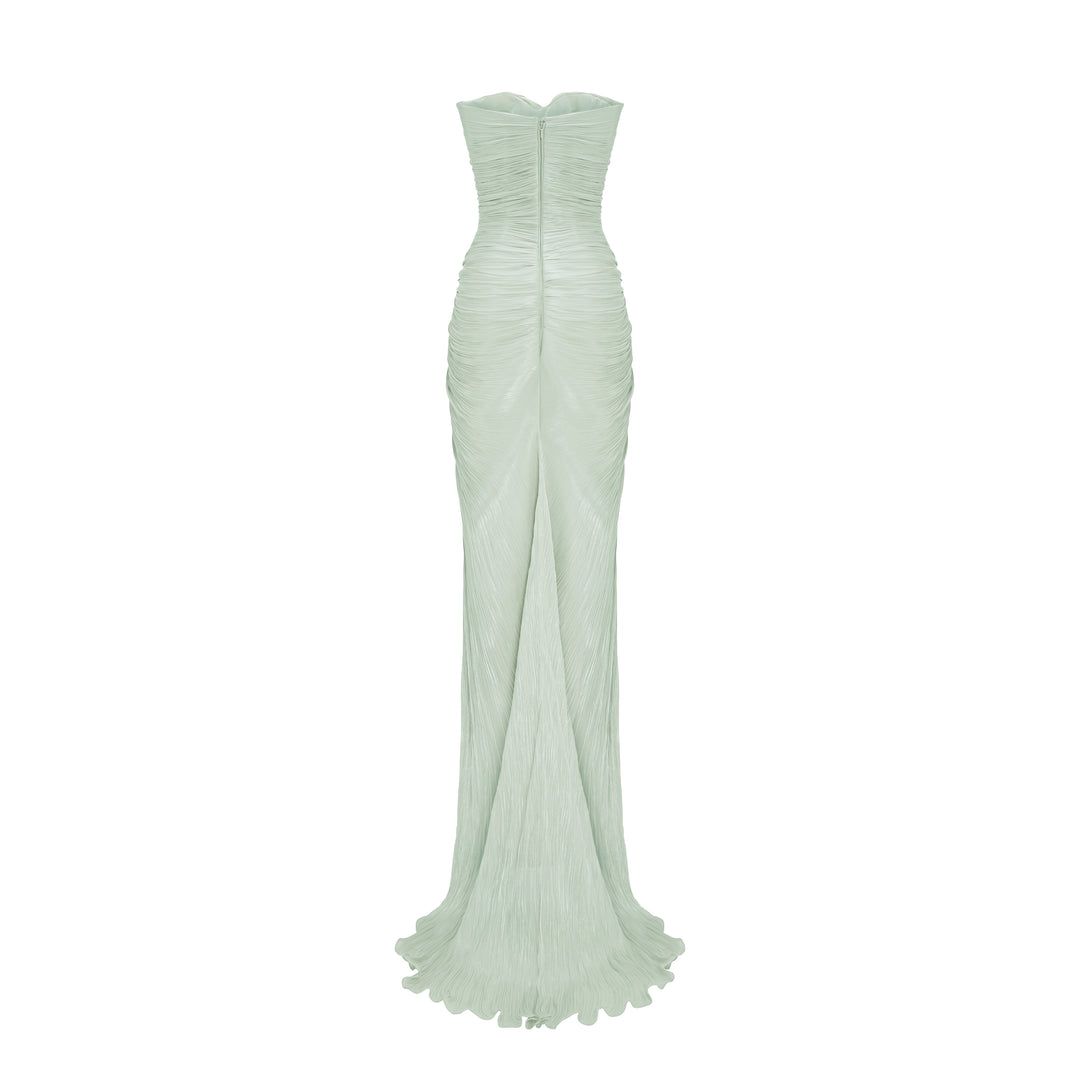 Pleated Silk Capelet Gown