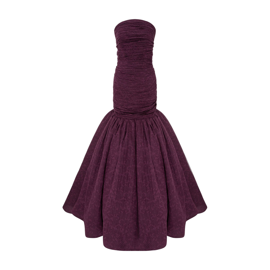 Strapless Fish Cut Jacquard Dress