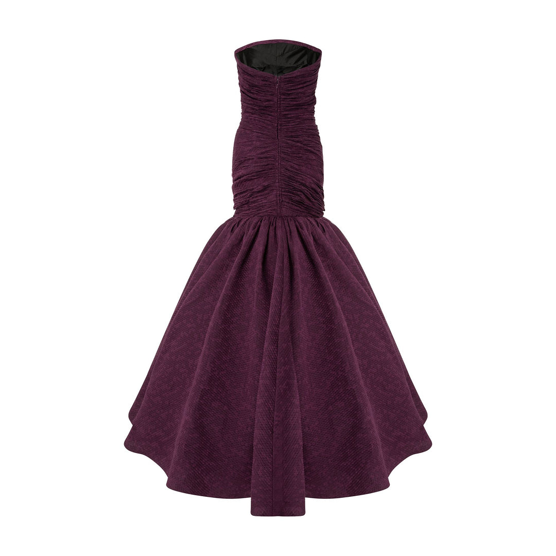 Strapless Fish Cut Jacquard Dress